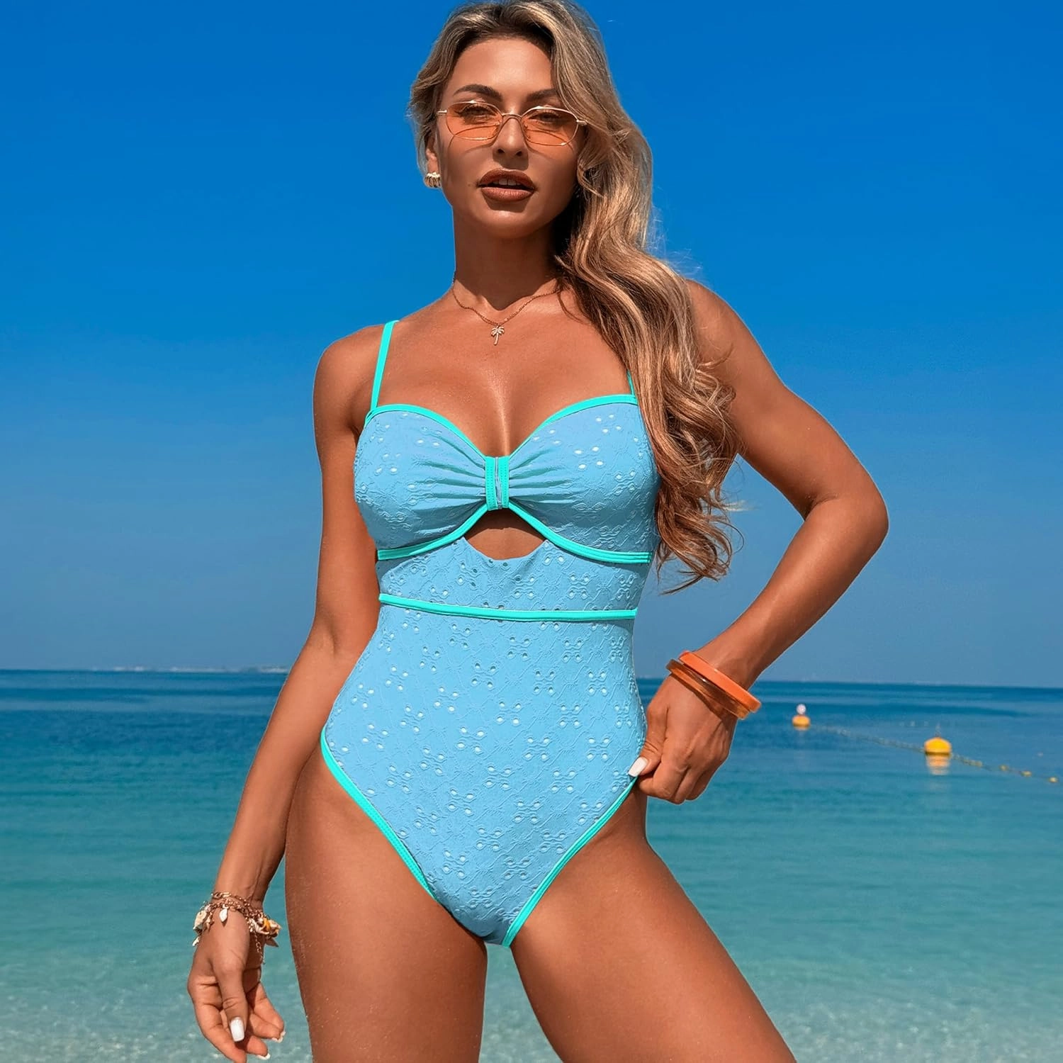 Women's One Piece Swimsuits Tummy Control Cutout Bathing Suit High Waisted 1 Piece High Cut Swimsuit