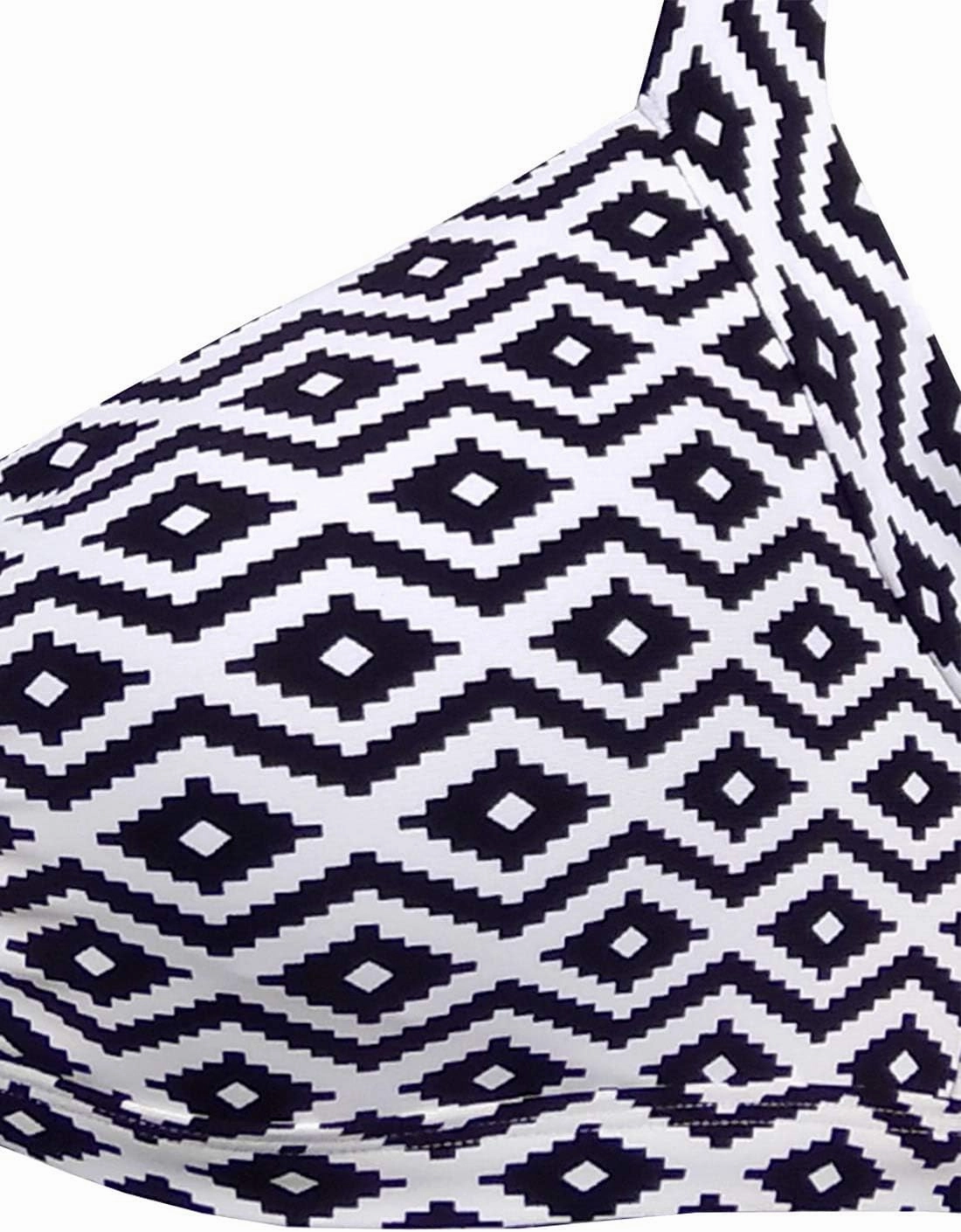 Women's Retro Printed Adjustable Thick Straps Cross Back Push Up Vintage Bikini Swimsuit Tops Only