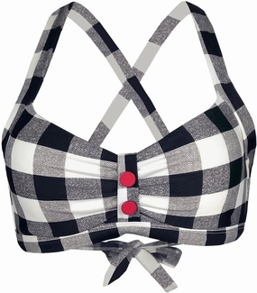 Women's Retro Printed Adjustable Thick Straps Cross Back Push Up Vintage Bikini Swimsuit Tops Only