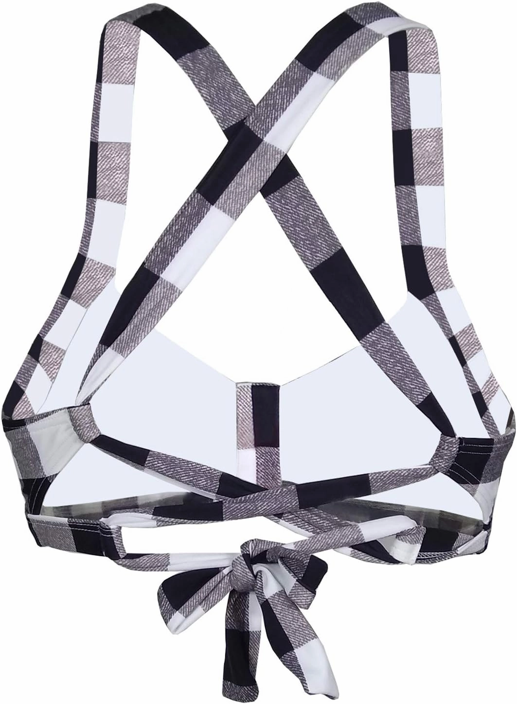 Women's Retro Printed Adjustable Thick Straps Cross Back Push Up Vintage Bikini Swimsuit Tops Only