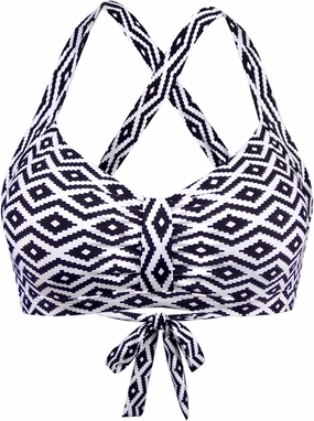 Women's Retro Printed Adjustable Thick Straps Cross Back Push Up Vintage Bikini Swimsuit Tops Only