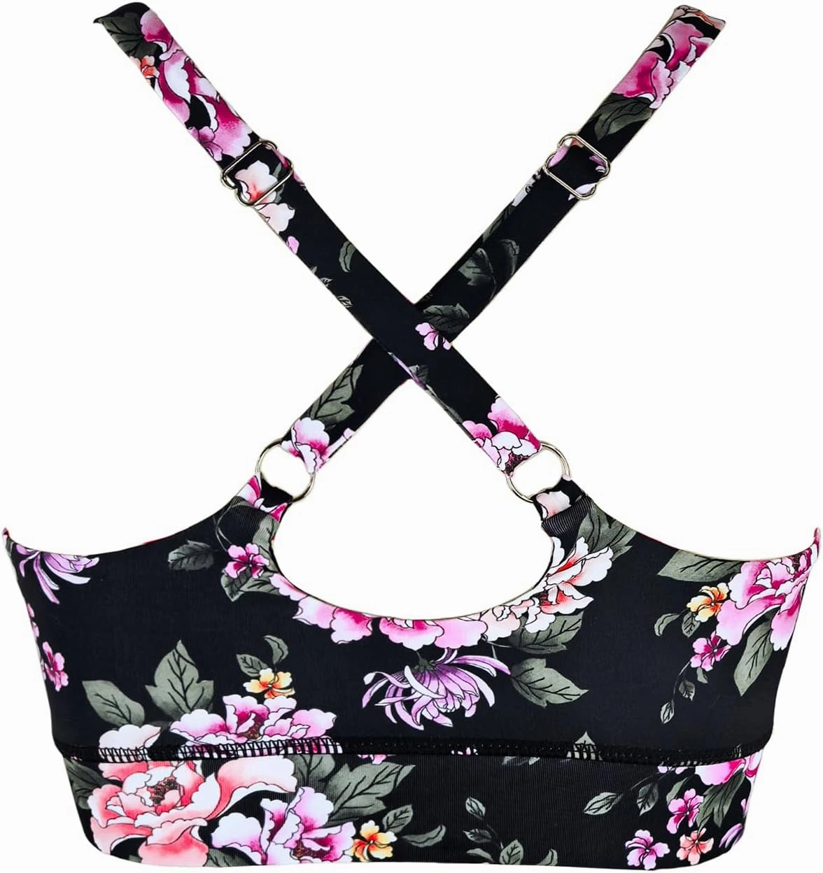Women??s Supportive Scoop Neck Sporty Swimsuit Cross Spaghetti Strap Bathing Suit Bikini Top