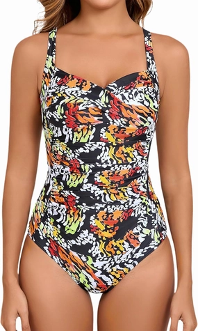 Women's Tummy Control One Piece Swimsuit Ruched Push Up Swimming Vintage Retro Bathing Suits