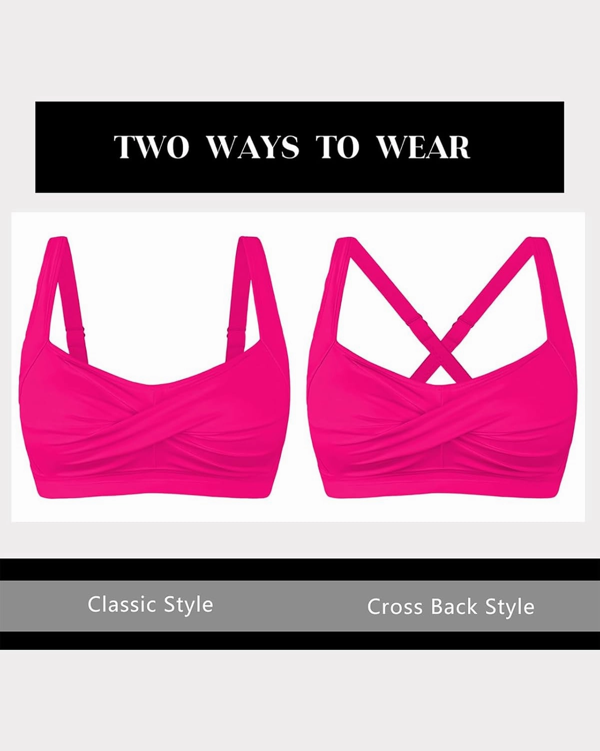 Women's Twist Front Bikini Top V Neck Full Coverage Padded Swimsuit Bathing Suit Tops Only