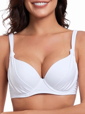Women's Underwire Bikini Top Push Up Swimsuit Top Ruched Molded Padded Bathing Suit Top