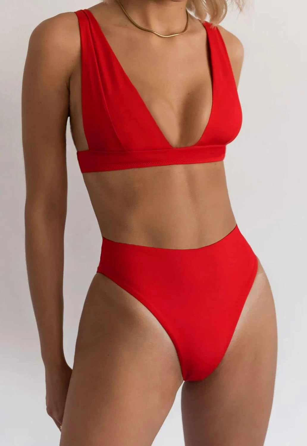 Women Sexy Brazilian Bikini Sets 2 Piece Cheeky Triangle Bikini V Neck Swimsuit high Cut Thong Bottom
