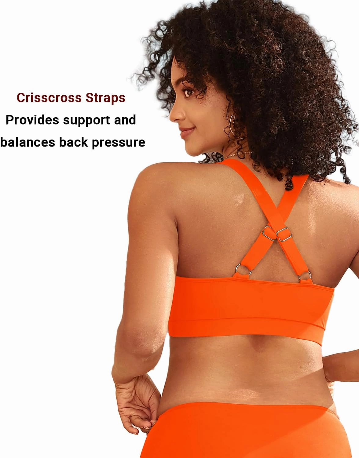 Women Sports Bra Swim Top - Swim Bra Bikini Tops Scoop Neck Bathing Suits Top Cross Strap 2025 Swimsuit Tops Only