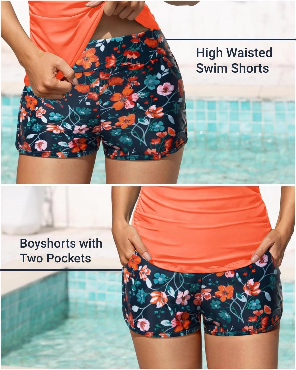 Women Tankini Swimsuit with Shorts - Two Piece Tummy Control Bathing Suit Twist Knot Swimwear 2025 with Pockets