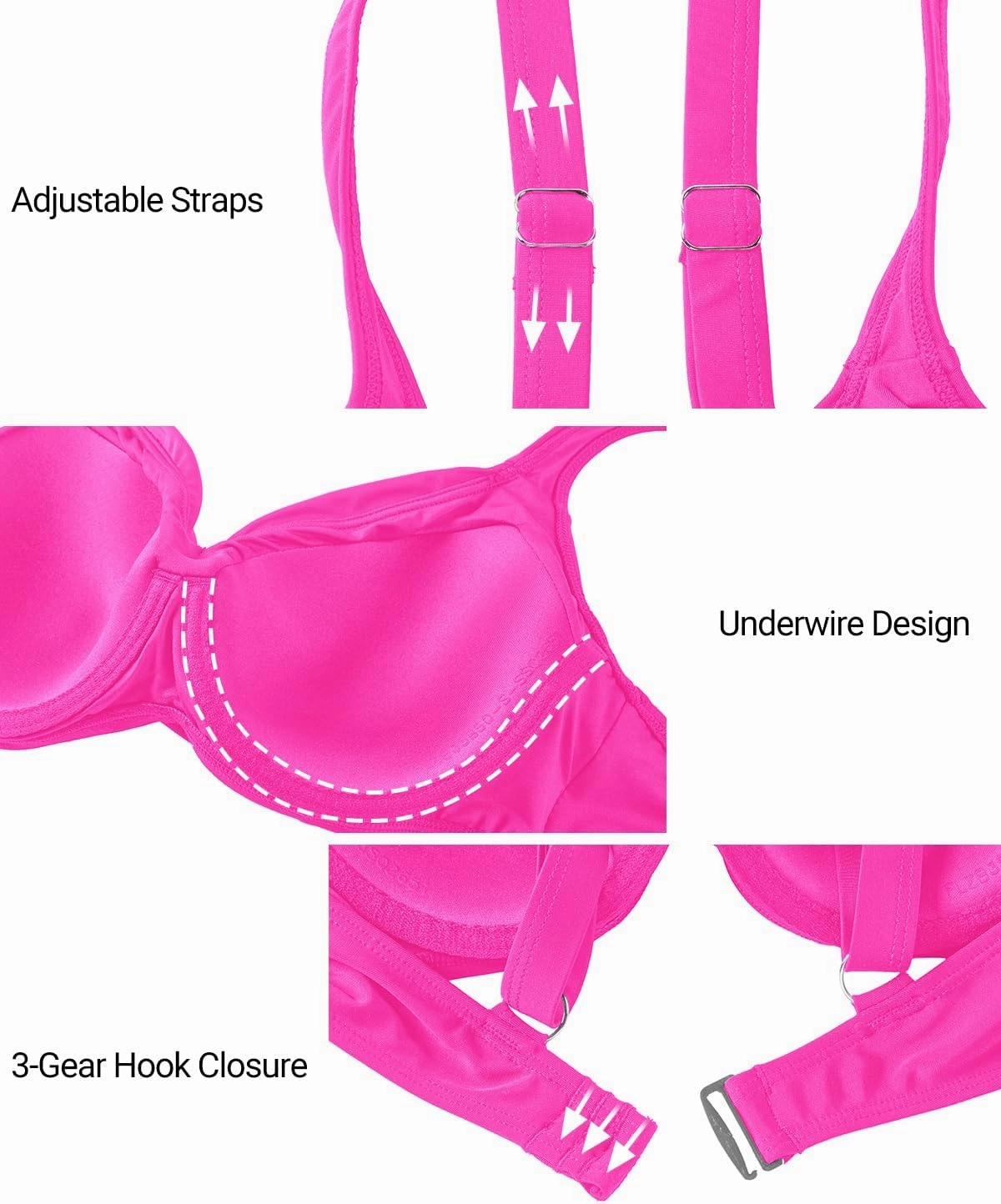 Women Underwire Bikini Tops - Push Up Swim Top Only Bra Padded Bathing Suit Top 2025 Swimsuit Tops
