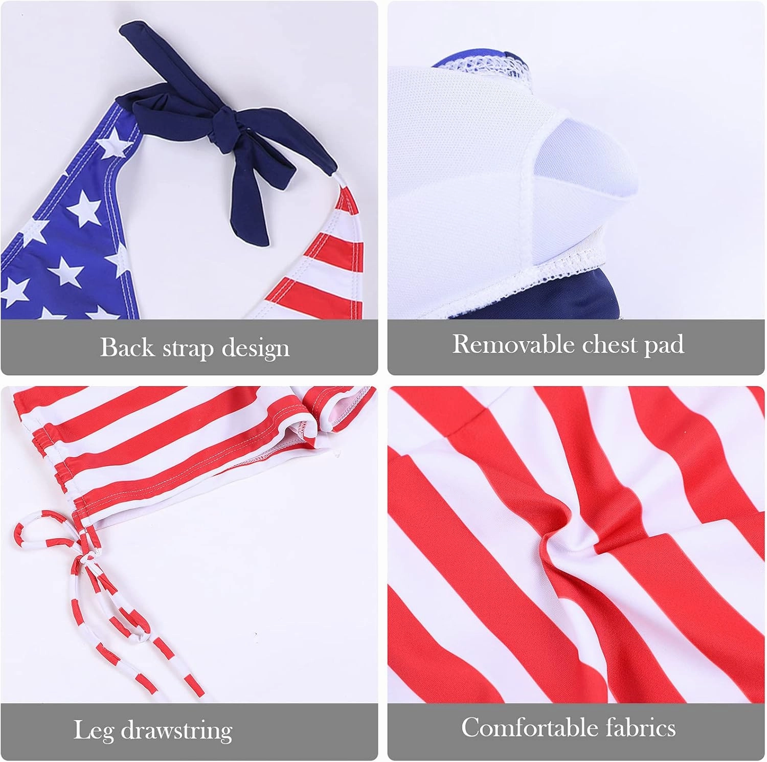 Womens High Waisted Swimsuits with Boy Shorts Brazilian Triangle Top Stripes Halter Bikini Two Piece Bathing Suits