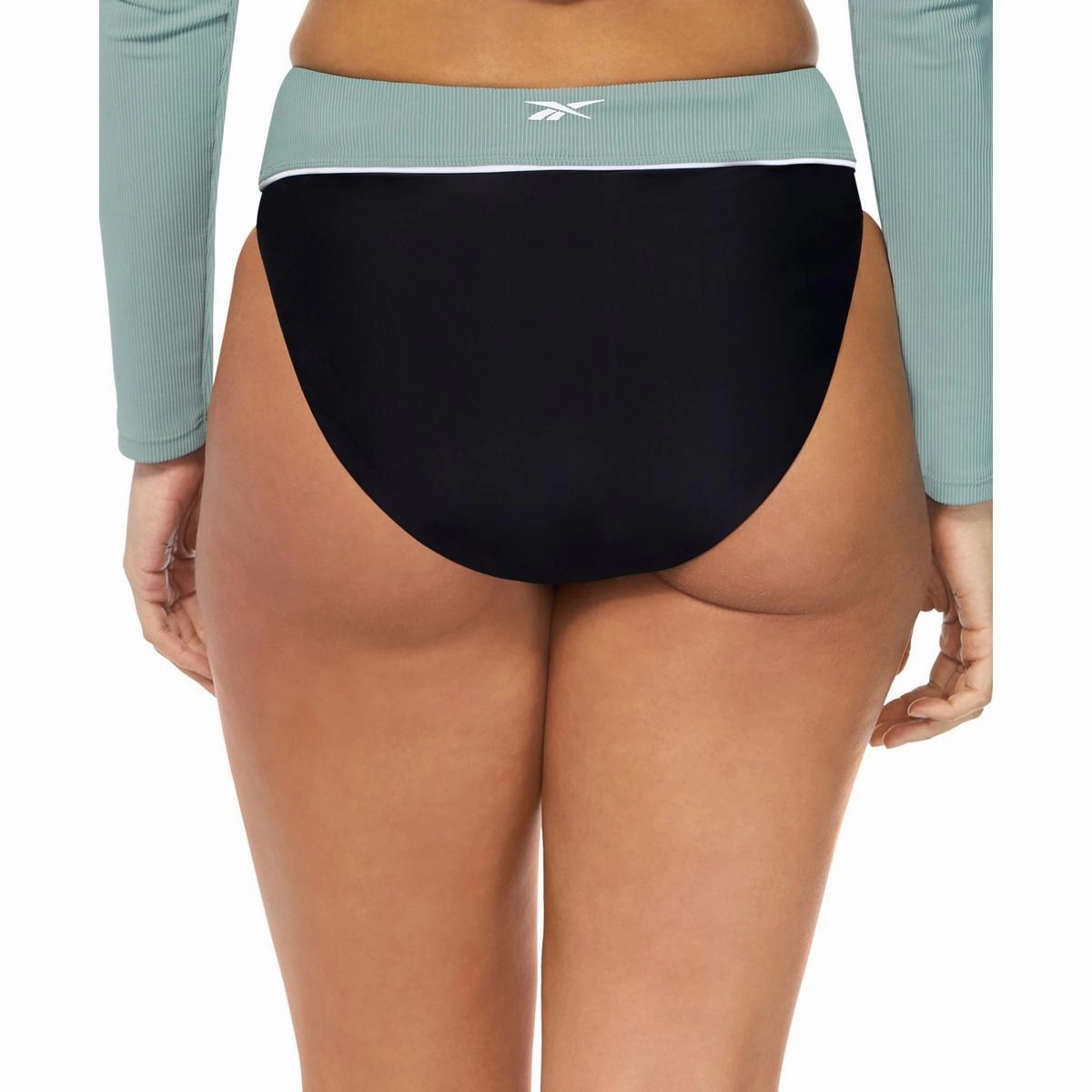 Womens Ribbed Trim High-Waist Swim Bottom Separates