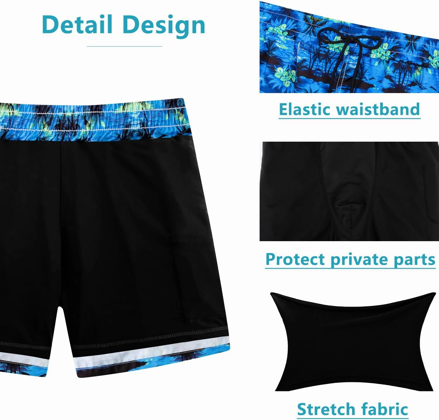 XiaoMoSha Mens Swim Trunks with Compression Liner 7" Quick Dry Board Shorts Bathing Suit with Pockets Swimwear Swimsuit S-2XL