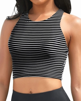 Yonique Women High Waisted Bikini Two Piece Swimsuit Crop Bathing Suits Sporty Swimwear Bikini Set