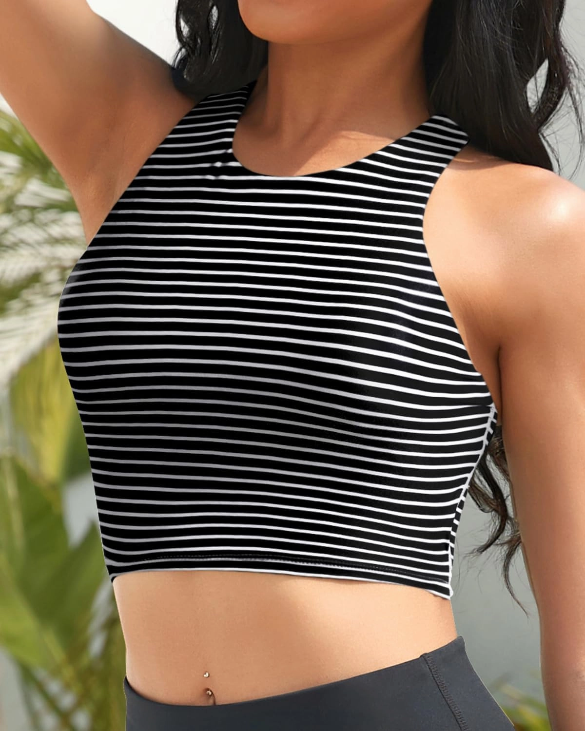 Yonique Women High Waisted Bikini Two Piece Swimsuit Crop Bathing Suits Sporty Swimwear Bikini Set