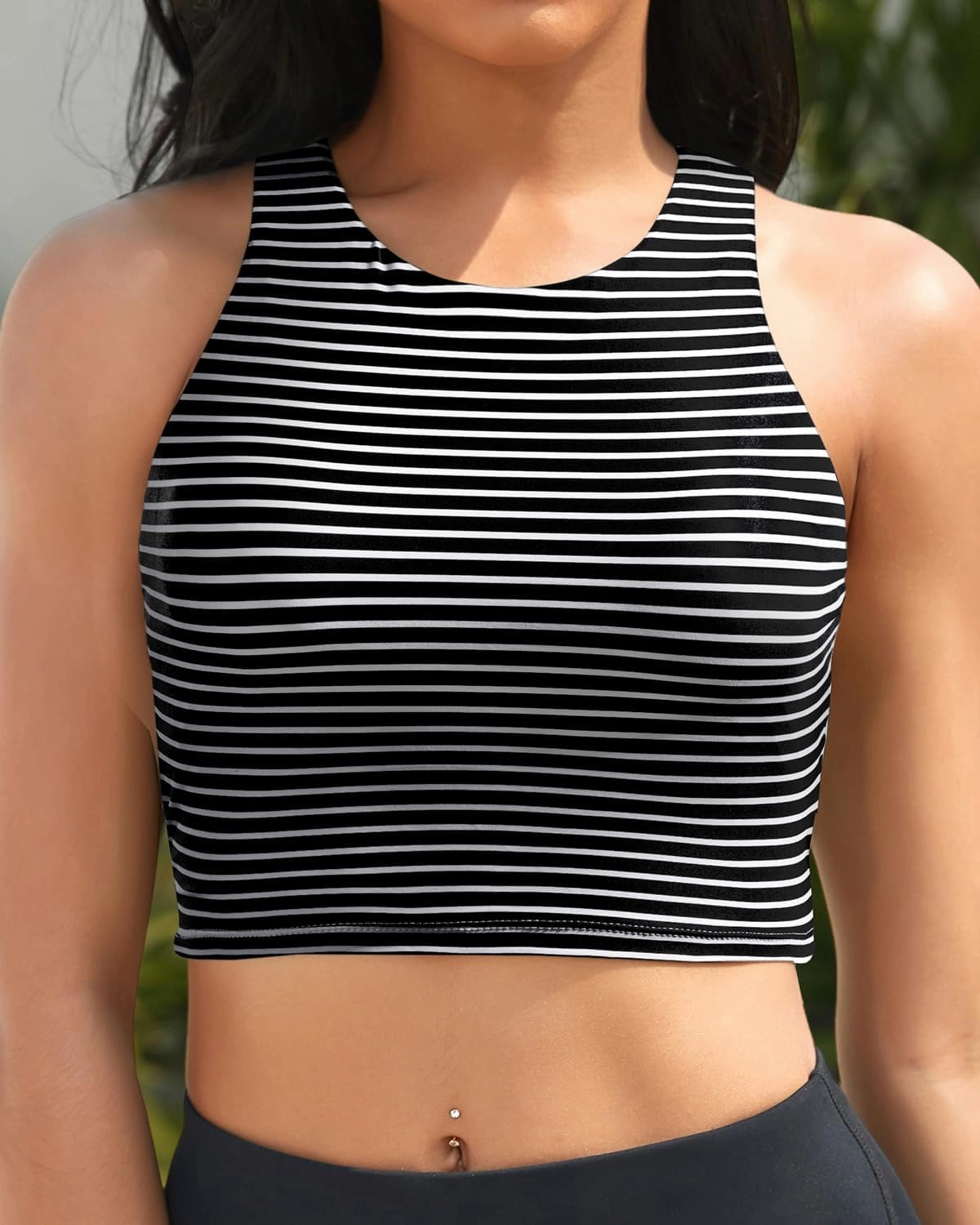 Yonique Women High Waisted Bikini Two Piece Swimsuit Crop Bathing Suits Sporty Swimwear Bikini Set