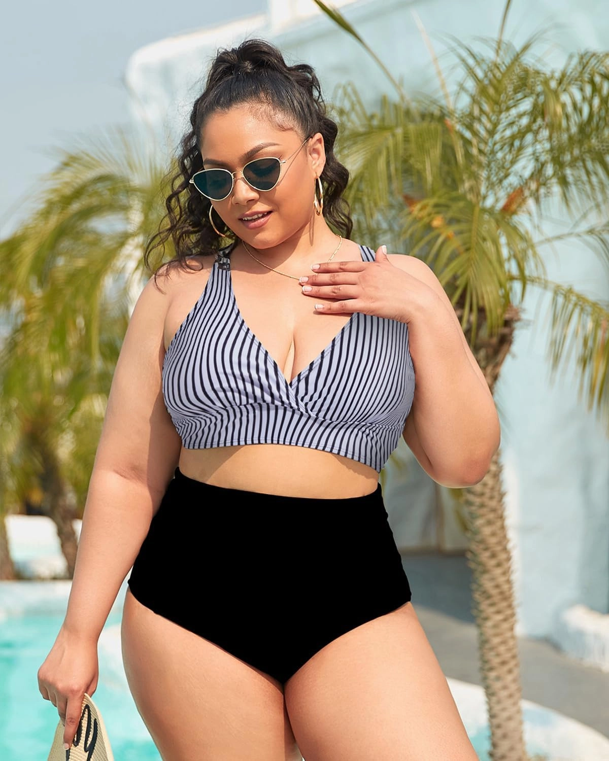 Yonique Women Plus Size Bikini Top Large Bust Swim Top Full Coverage Swimsuit Sport Bra Bathing Suit