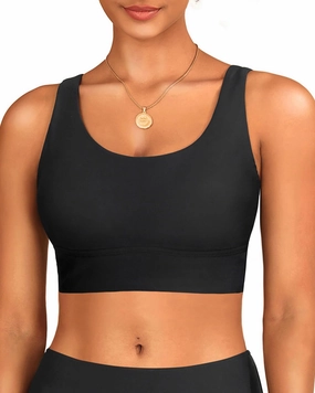 Yonique Women Sports Bra Bikini Top Swim Bra Athletic Swim Top Scoop Neck Bathing Suit