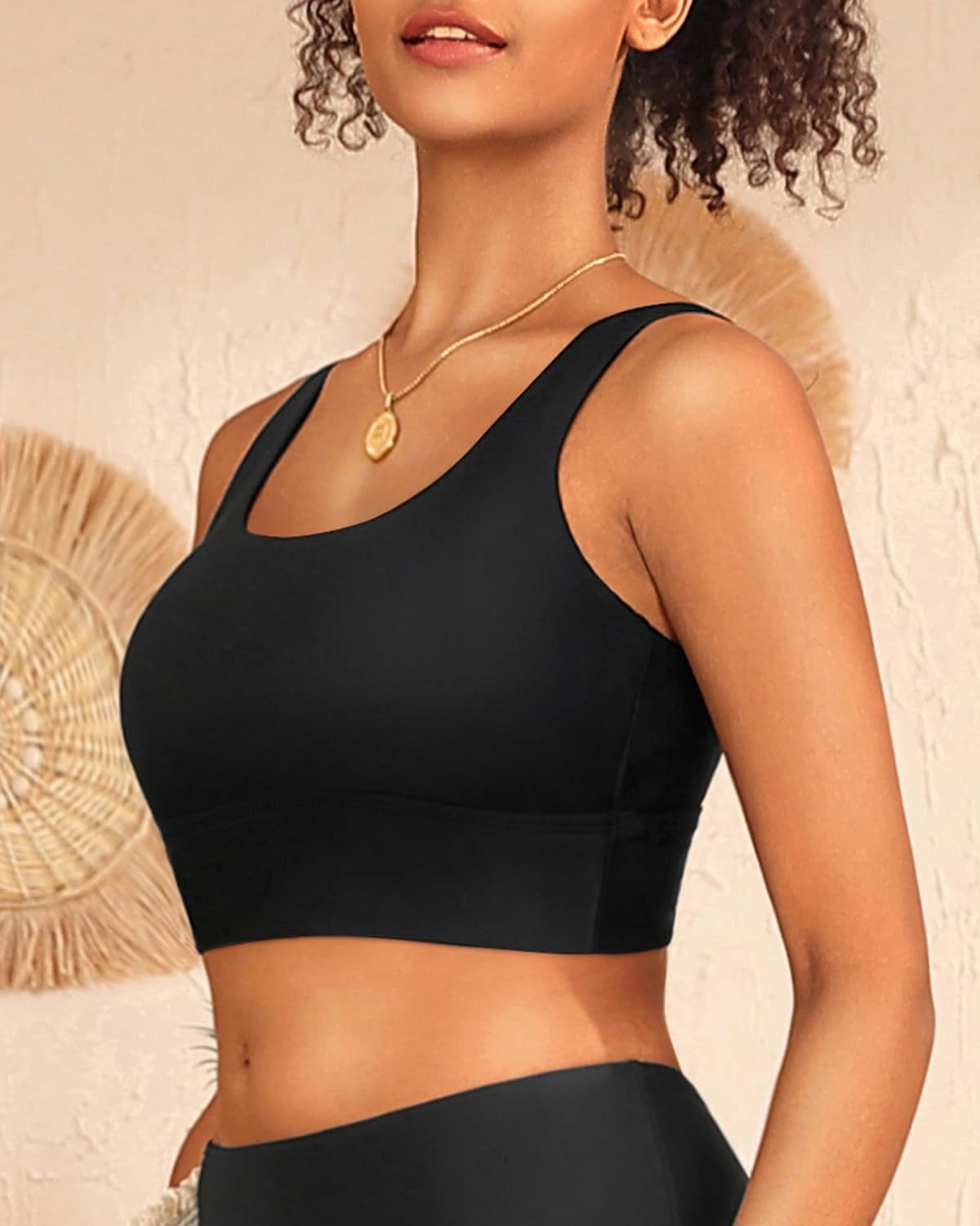 Yonique Women Sports Bra Bikini Top Swim Bra Athletic Swim Top Scoop Neck Bathing Suit