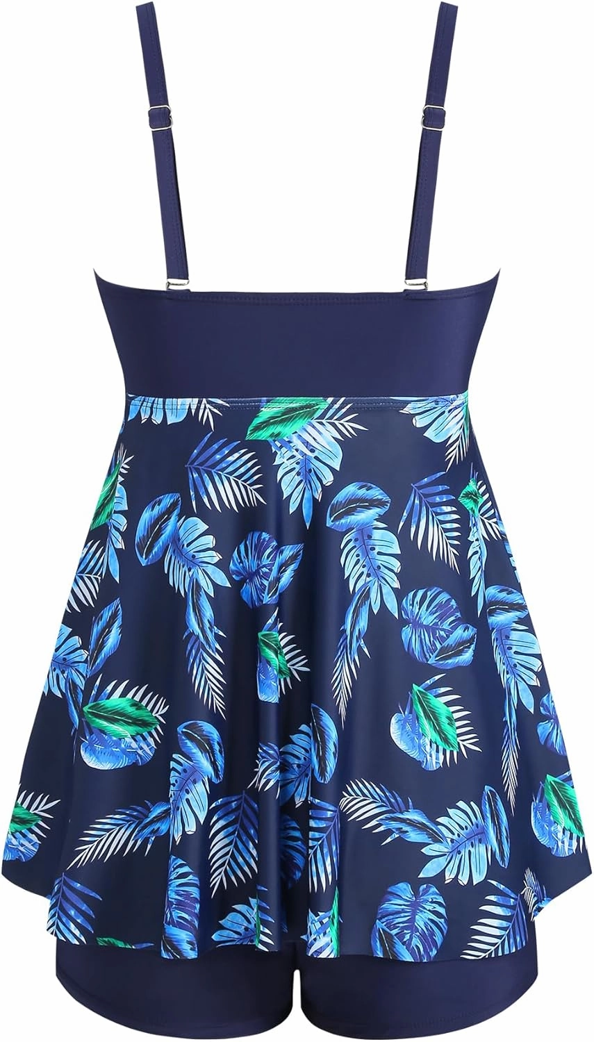 ZAFUL Tankini Swimsuits for Women Tummy Control Two Piece Modest Bathing Suits Floral Skirt Top with Boyshorts