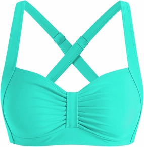 ZAFUL Women Bikini Top Only-Ruched Bra Padded Bathing Suit Top Cross Back Vintage Retro Bathing Suit Tops 2025
