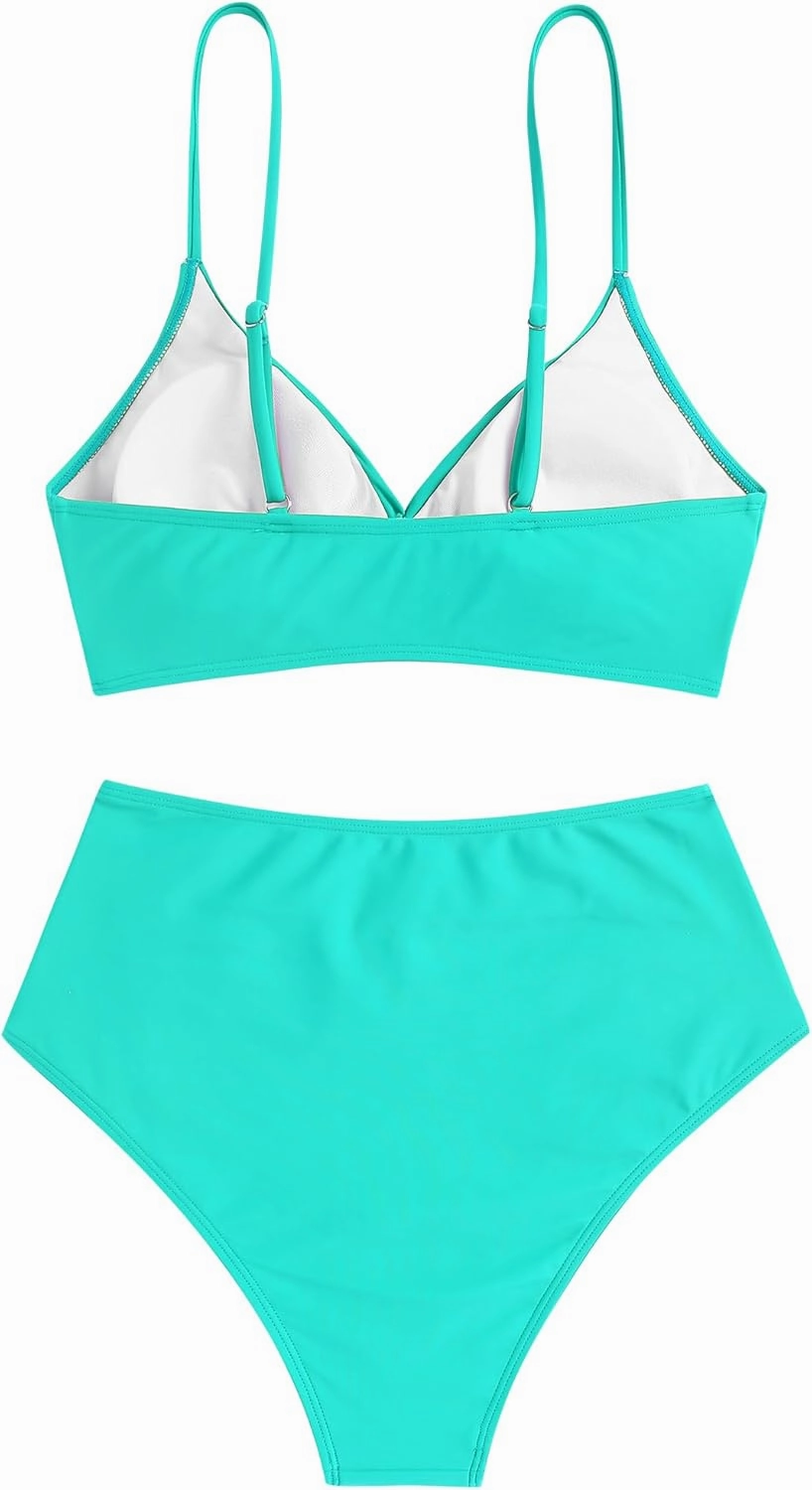 ZAFUL Women High Waisted Bikini Sets Two Piece Swimsuit Push Up Twist Front Ruched Bathing Suit