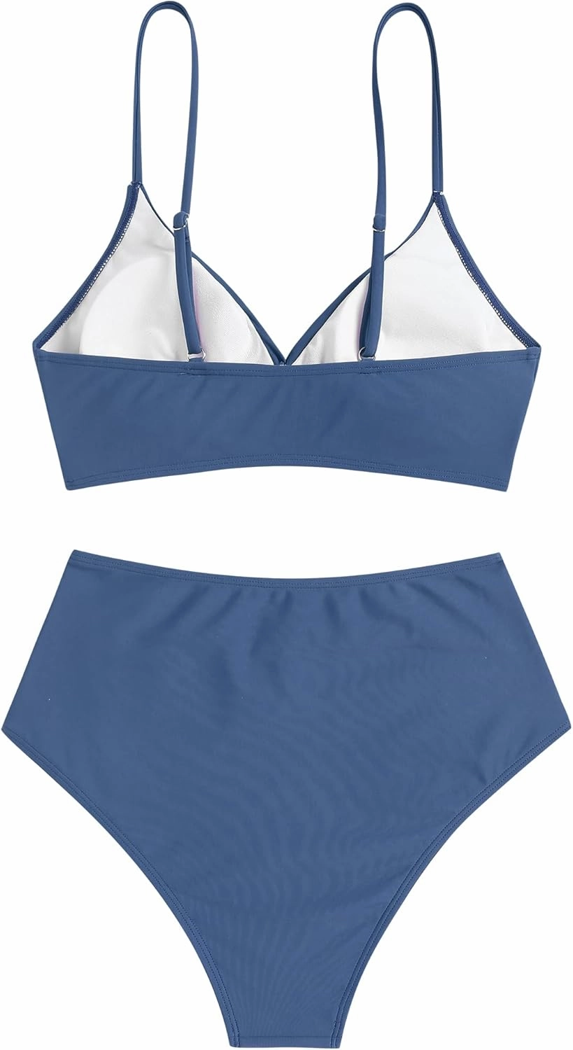 ZAFUL Women High Waisted Bikini Sets Two Piece Swimsuit Push Up Twist Front Ruched Bathing Suit