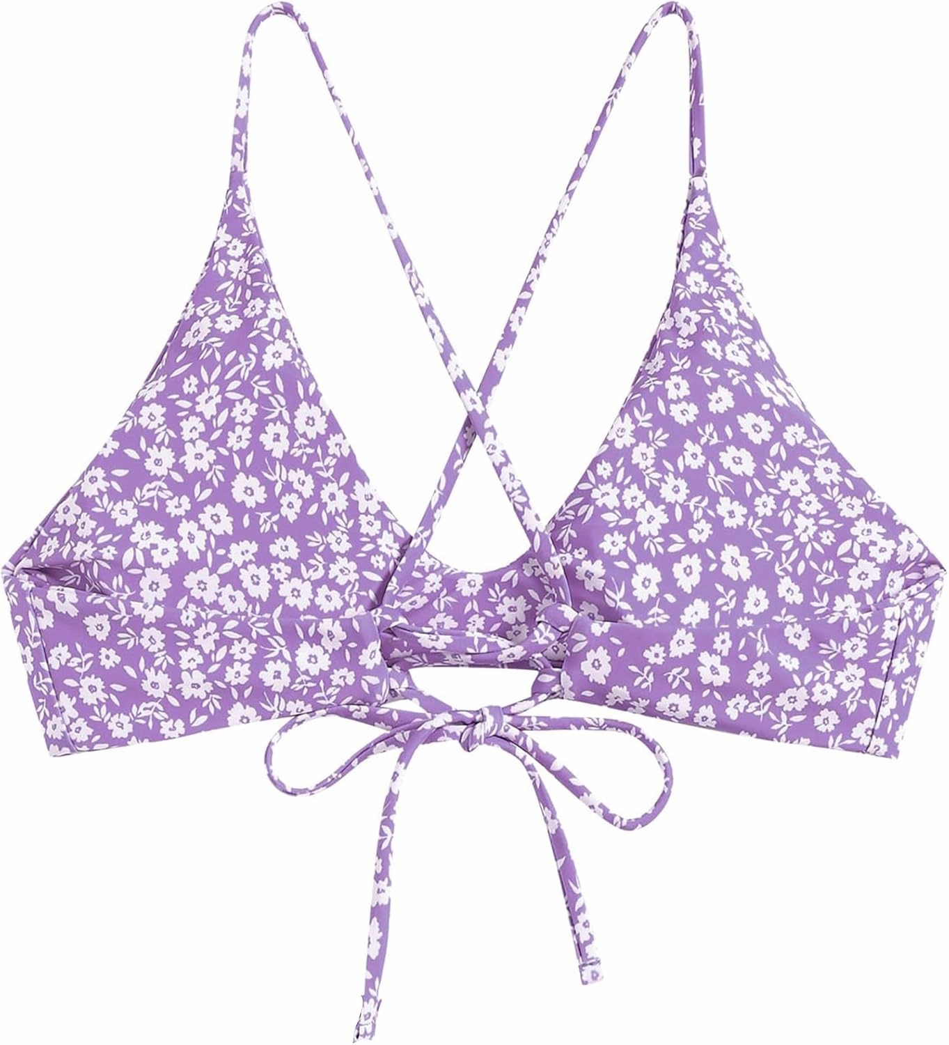 ZAFUL Women's Tie Back Bikini Top Solid Push Up Padded Bralette Swimsuit Bathing Suits Top