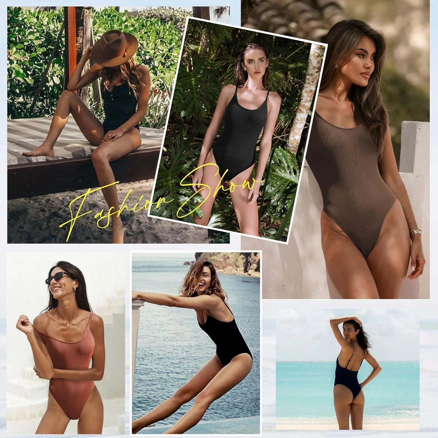 Zando One Piece Swimsuit Women Sexy Ribbed Swim Suits for Women 2025 Bathing Suit Open Back Swimsuits Slimming Women Swimwear
