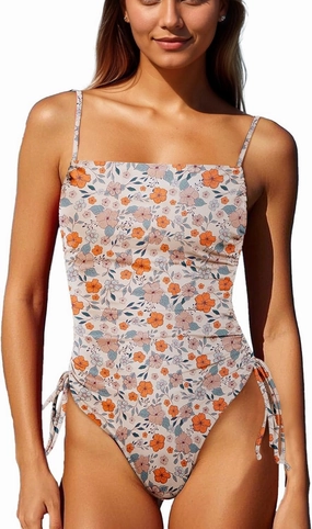 Zando One Piece Swimsuit Women Tummy Control Bathing Suits Cheeky High Cut One Piece Swimsuits Swimwear Tie Side
