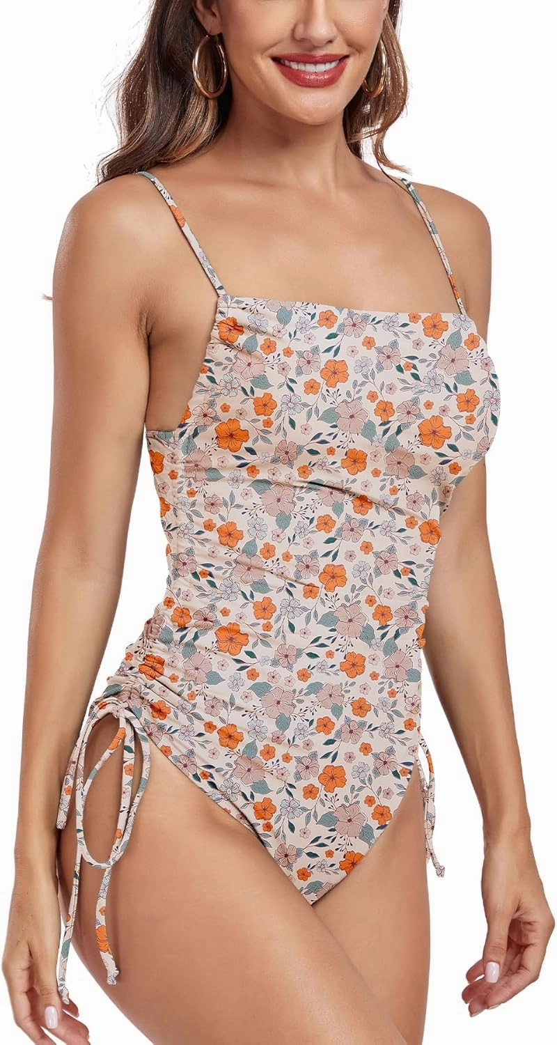 Zando One Piece Swimsuit Women Tummy Control Bathing Suits Cheeky High Cut One Piece Swimsuits Swimwear Tie Side